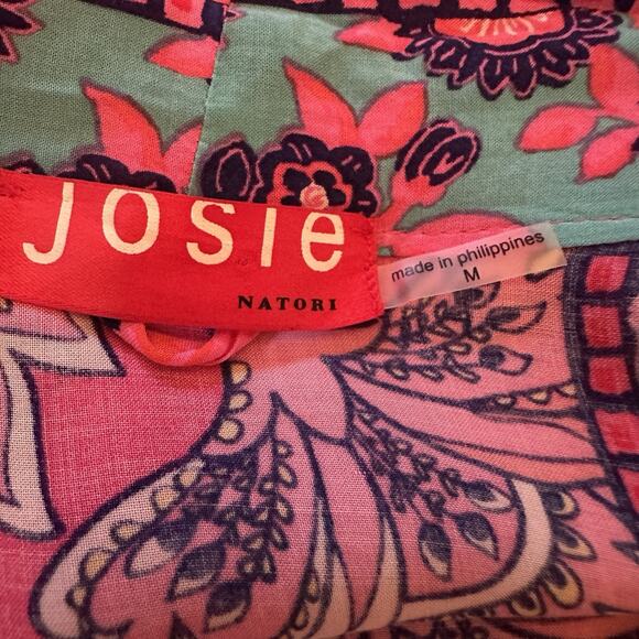 Josie NATORI‎ Pink Multi Hollywood Boho Wrap/Robe Size M Kimono Sleeves - Picture 3 of 9